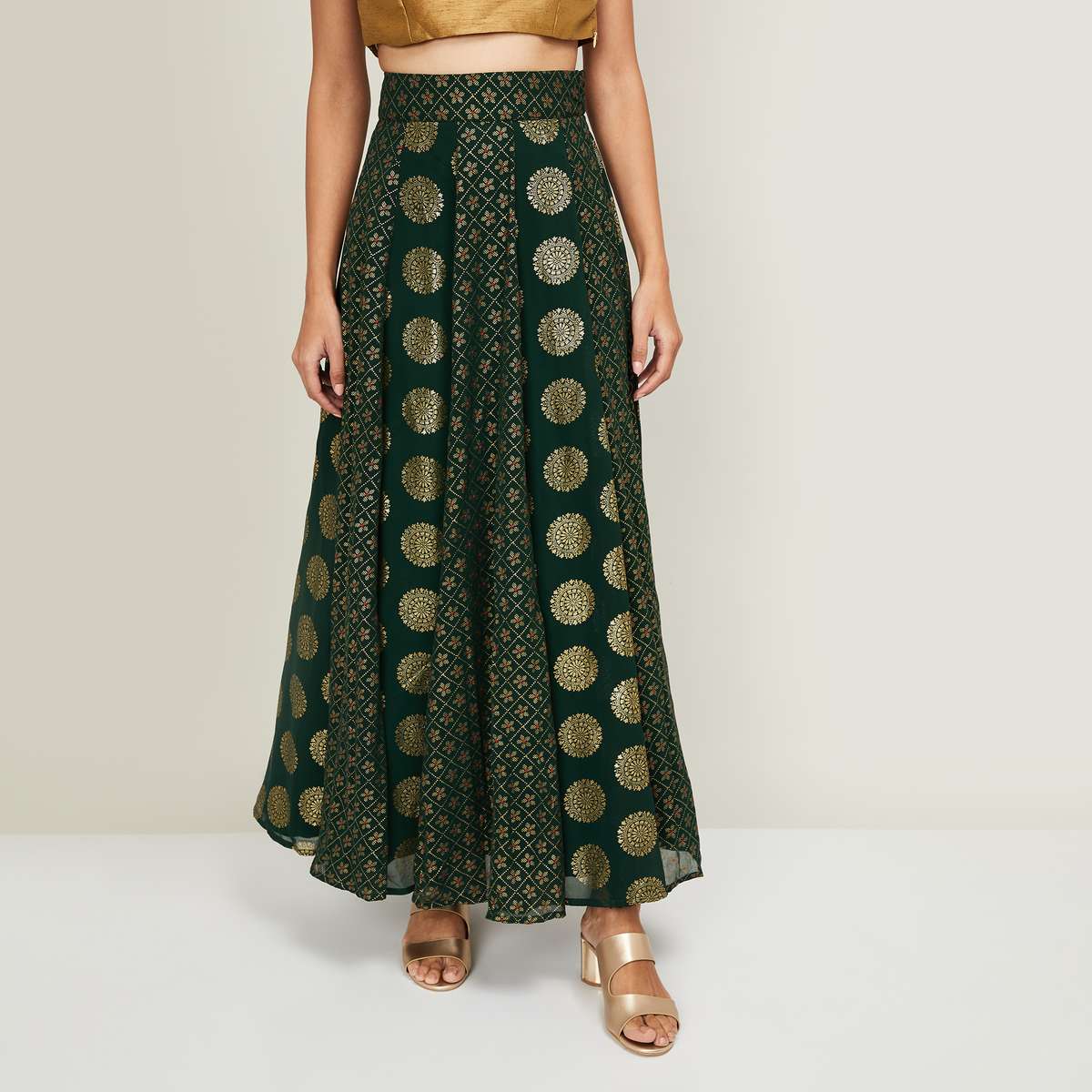 1.INDYA Women Printed A-line Ethnic Skirt