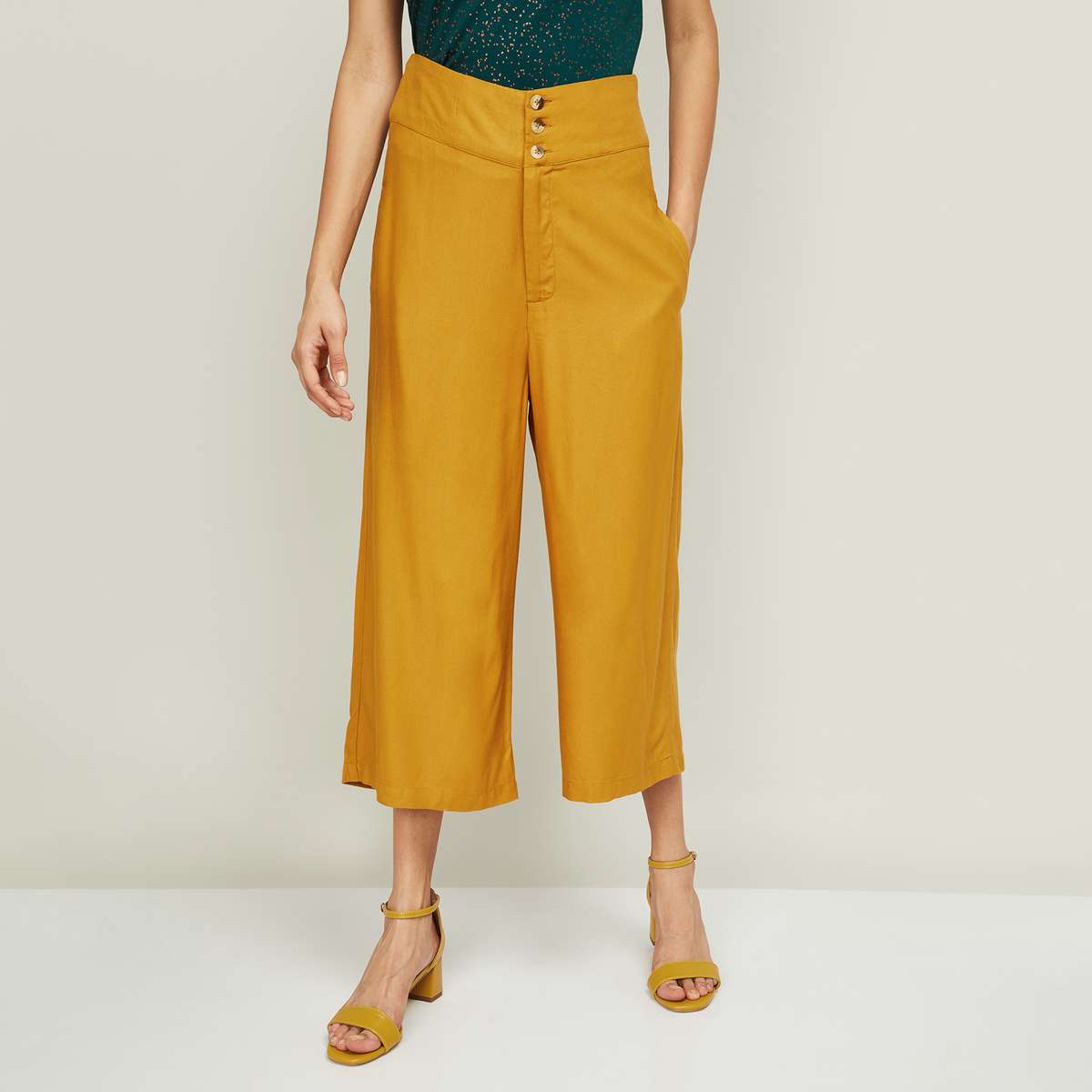 3.GINGER Women Solid Culottes with Pockets