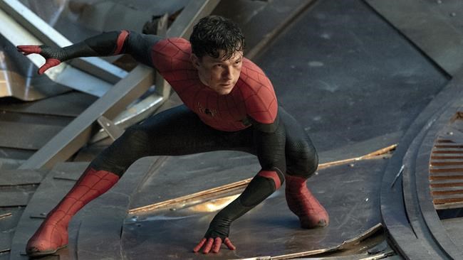 This image released by Sony Pictures shows Tom Holland in Columbia Pictures' "Spider-Man: No Way Home." (Sony Pictures via AP)