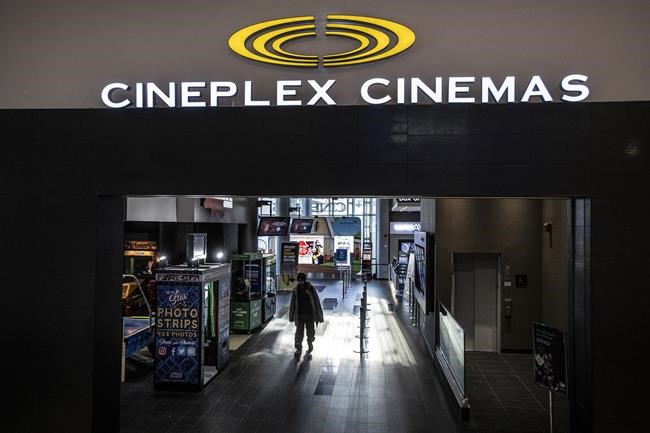 A Cineplex theatre is shown  in Toronto on Monday, December 16, 2019. THE CANADIAN PRESS/Aaron Vincent Elkaim