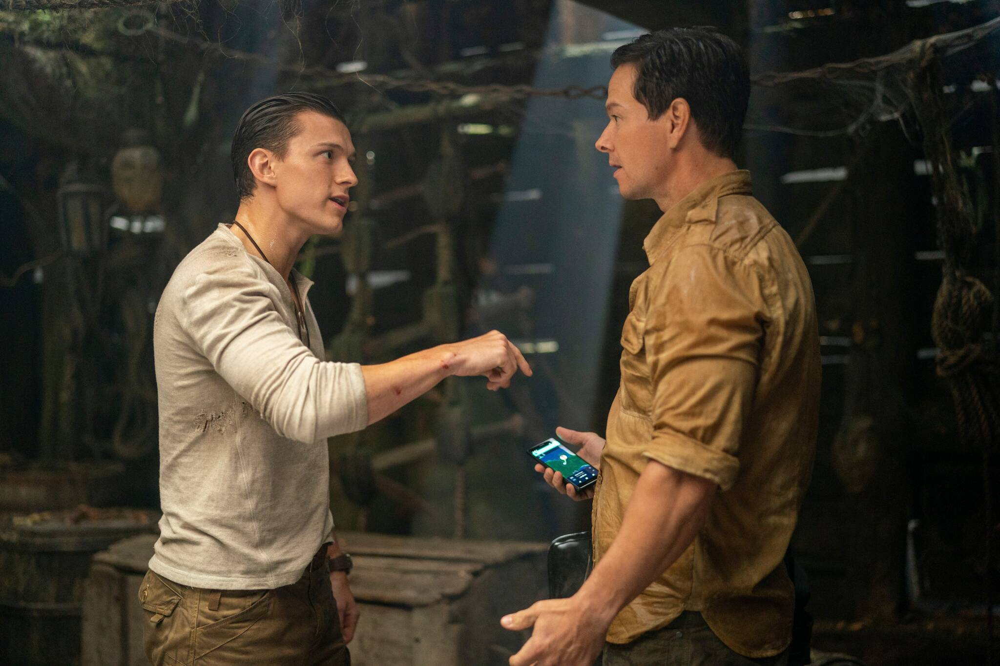 <p>Clay Enos/Columbia Pictures</p><p>Mark Wahlberg, right, and Tom Holland are history-loving thieves in Uncharted.</p>