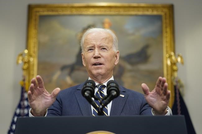 President Joe Biden announces that along with the European Union and the Group of Seven countries, the U.S. will move to revoke "most favored nation" trade status for Russia over its invasion of Ukraine, Friday, March 11, 2022, in the Roosevelt Room at the White House in Washington. (AP Photo/Andrew Harnik)