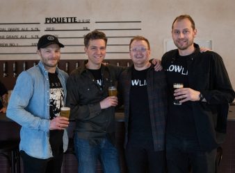 <p>JESSICA LEE / WINNIPEG FREE PRESS</p><p>From left: Adam Carson, owner, Chris Young, brewer, Lucas Gladu, general manager, and Jesse Oberman, winemaker, celebrate the opening of Low Life Barrel House.</p>