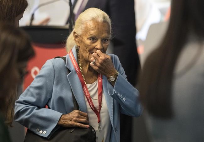 Loretta Rogers attends the Rogers AGM in Toronto on Thursday, April 18, 2019. Rogers, the matriarch of the Rogers family, has died. THE CANADIAN PRESS/Chris Young